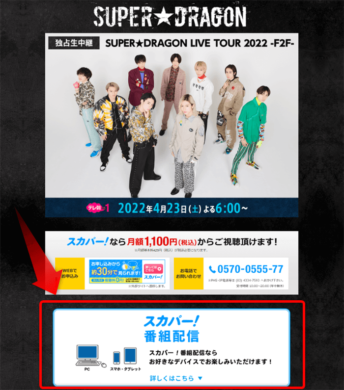 SUPER DRAGON LIVE TOUR2022はスカパー番組配信で視聴可能