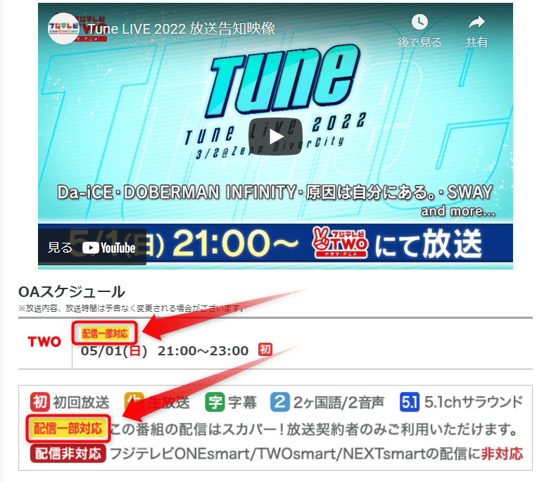 Tune LIVE2022はスカパー番組配信でスマホ・パソコンでも視聴可能